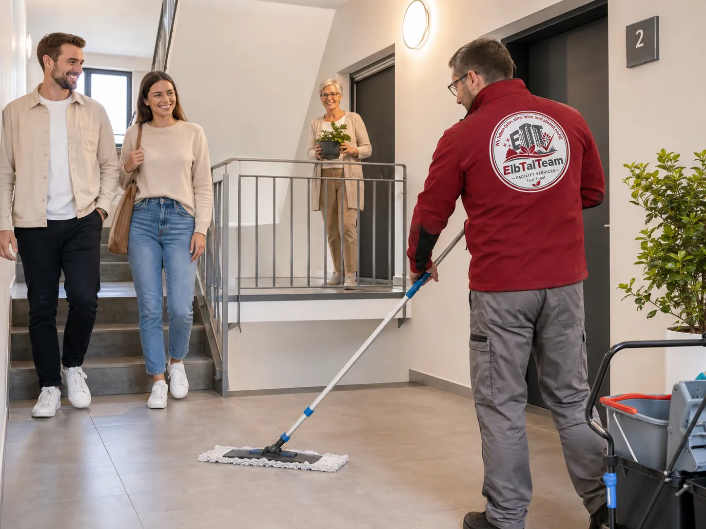 Mitarbeiter im Einsatz in einem gepflegten Objekt